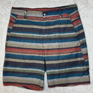 Lululemon Mens Kahuna Shorts Sz 34 Horizonal Stripes Casual Blue Gray Multicolor